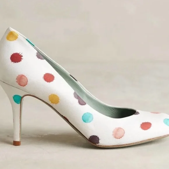 NEW $250 Anthropologie Polka Dotted Pumps Heels Paola D'Arcano - Picture 2 of 5
